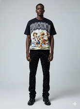 Focus Beaded Stacked Black Jeans