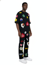 FOCUS Patches Black Baggy Jeans