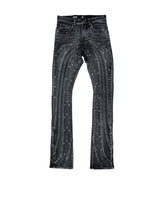 Focus Beaded Stacked Blk Wash Jeans
