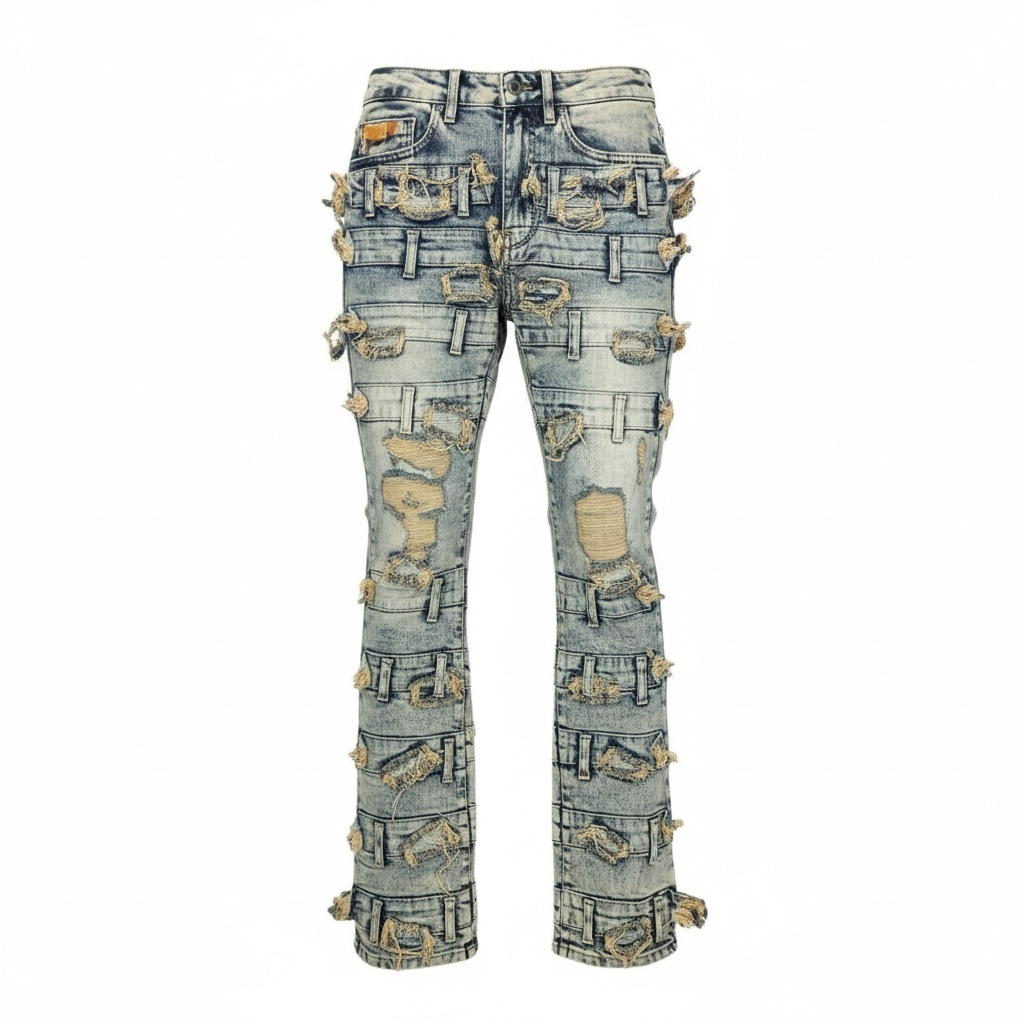 Blind Trust Stacked Jeans Med Lt Wash