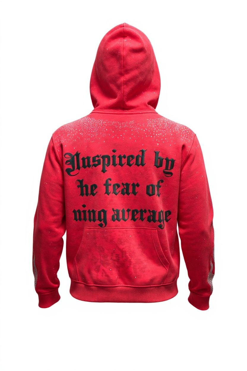 BKYS RED Rhinestone Burnt Hoodie