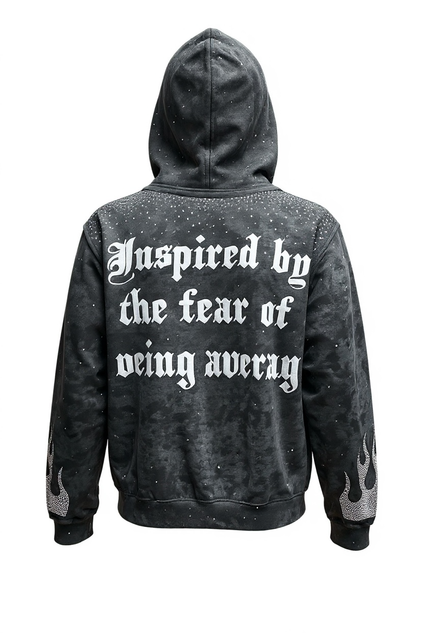 BKYS BLK Rhinestone Burnt Hoodie
