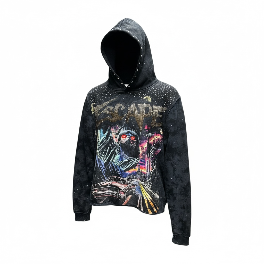 BKYS BLK Rhinestone Escape Hoodie