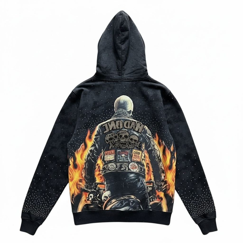 BKYS BLK Rhinestone Jacked Hoodie