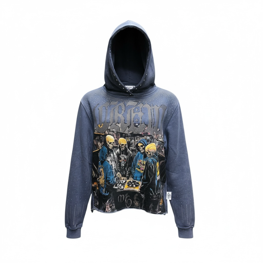 BKYS Blue Rhinestone Crew Hoodie