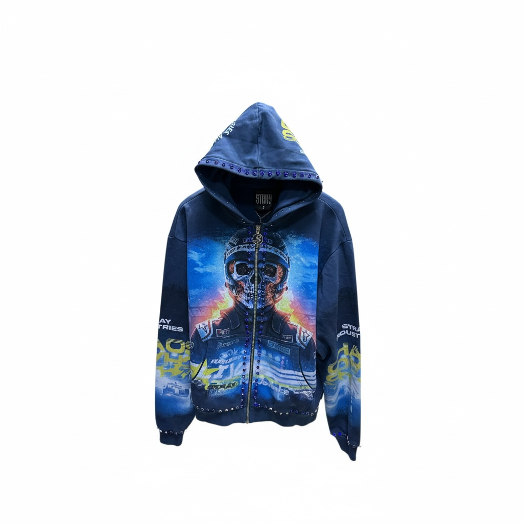 Stray Space Man Diamond Full Zip Hoodie Navy