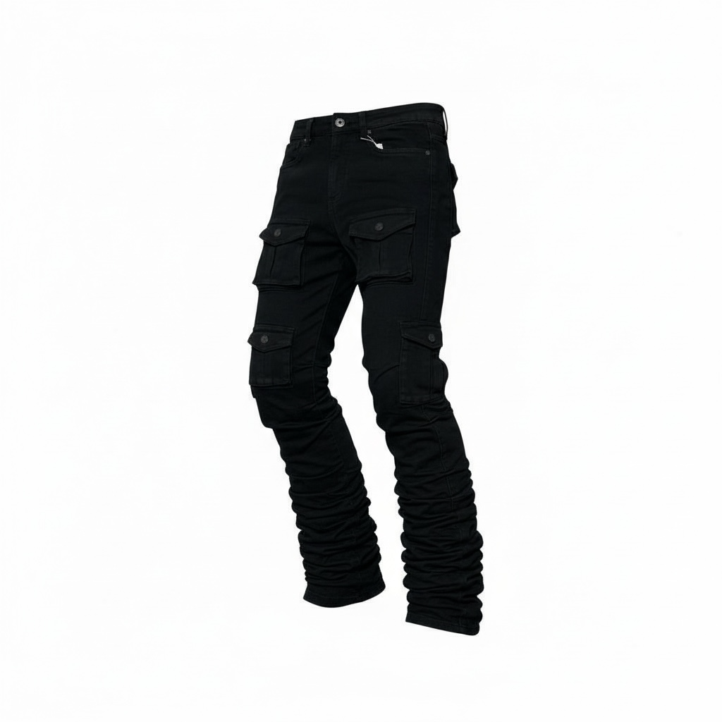 Disaster Cargo Stacked Black Jeans