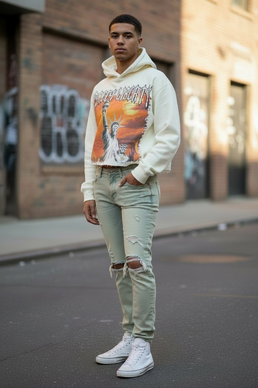 FOCUS Street Liberty Crop Hoodie