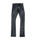 Focus Beaded Stacked Blk Wash Jeans
