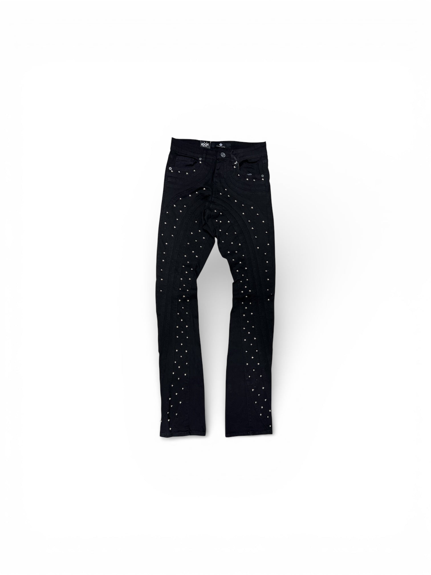 Focus Beaded Stacked Black Jeans