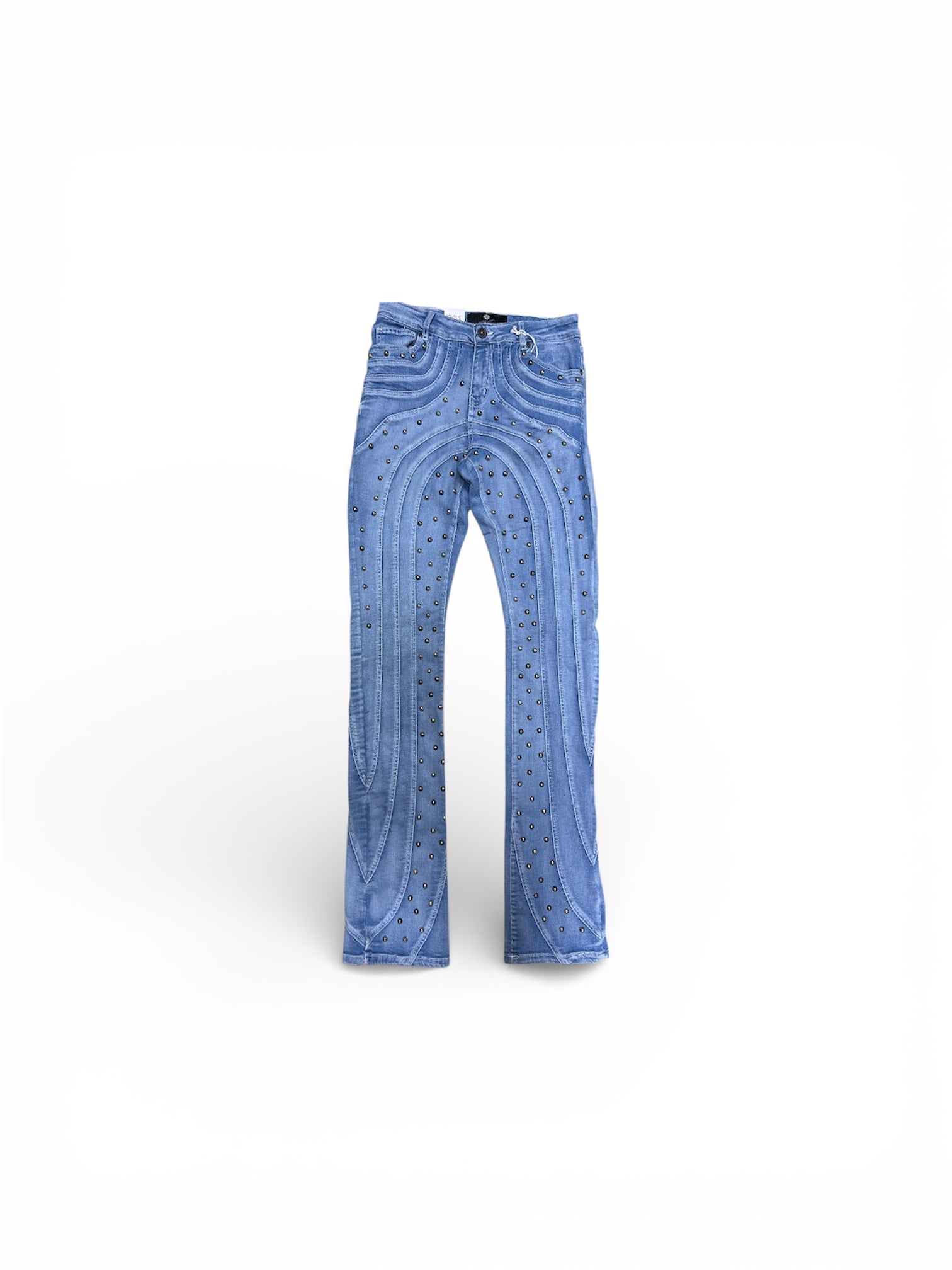 Focus Beaded Stacked Ice Blue Jeans