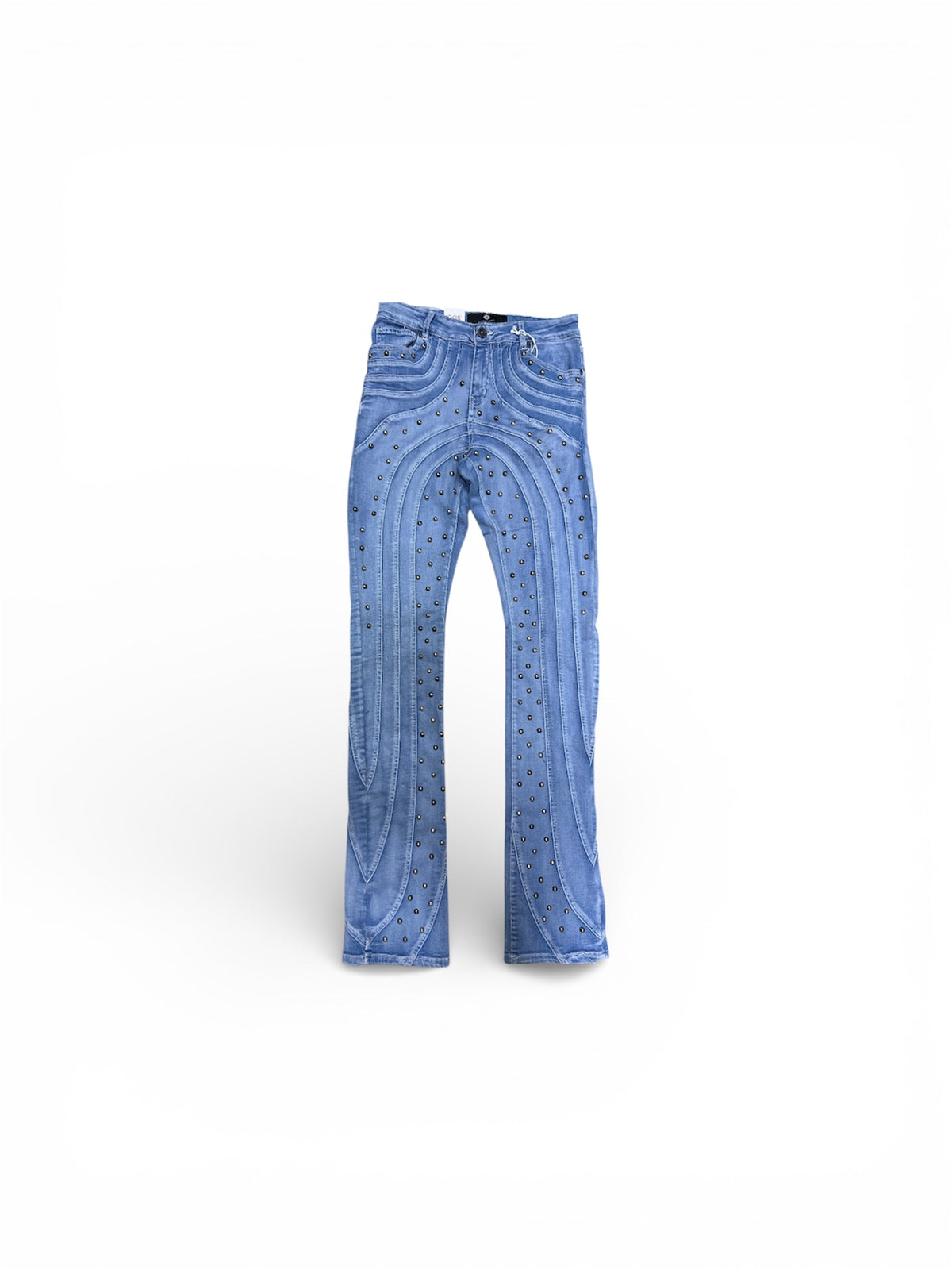 Focus Beaded Stacked Ice Blue Jeans