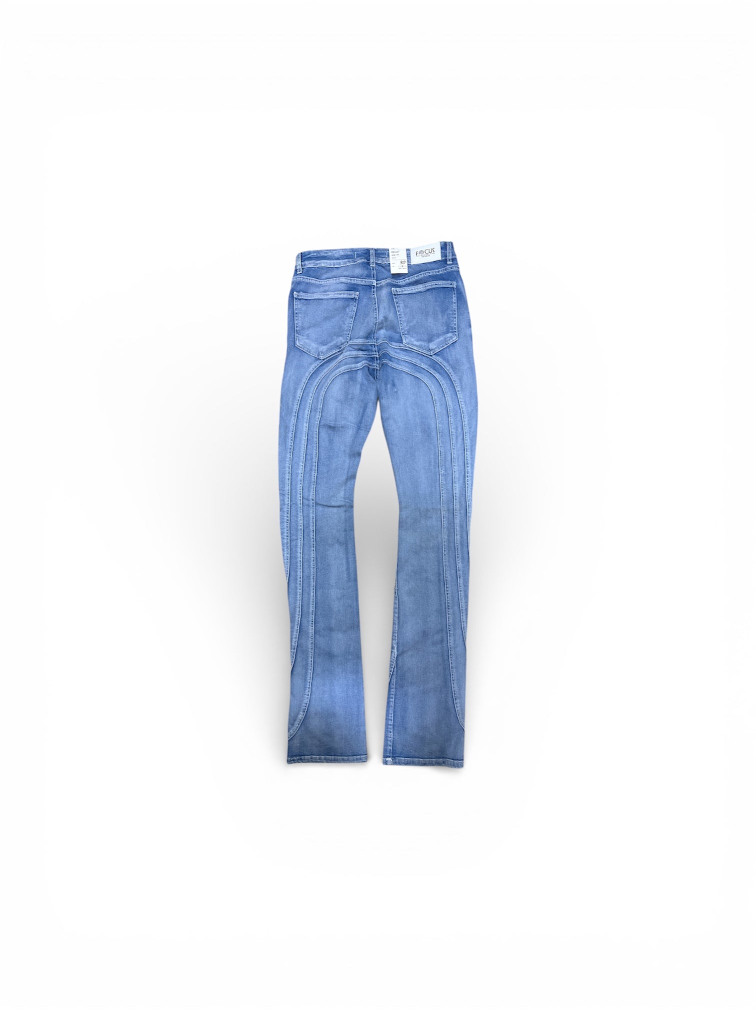 Focus Beaded Stacked Ice Blue Jeans
