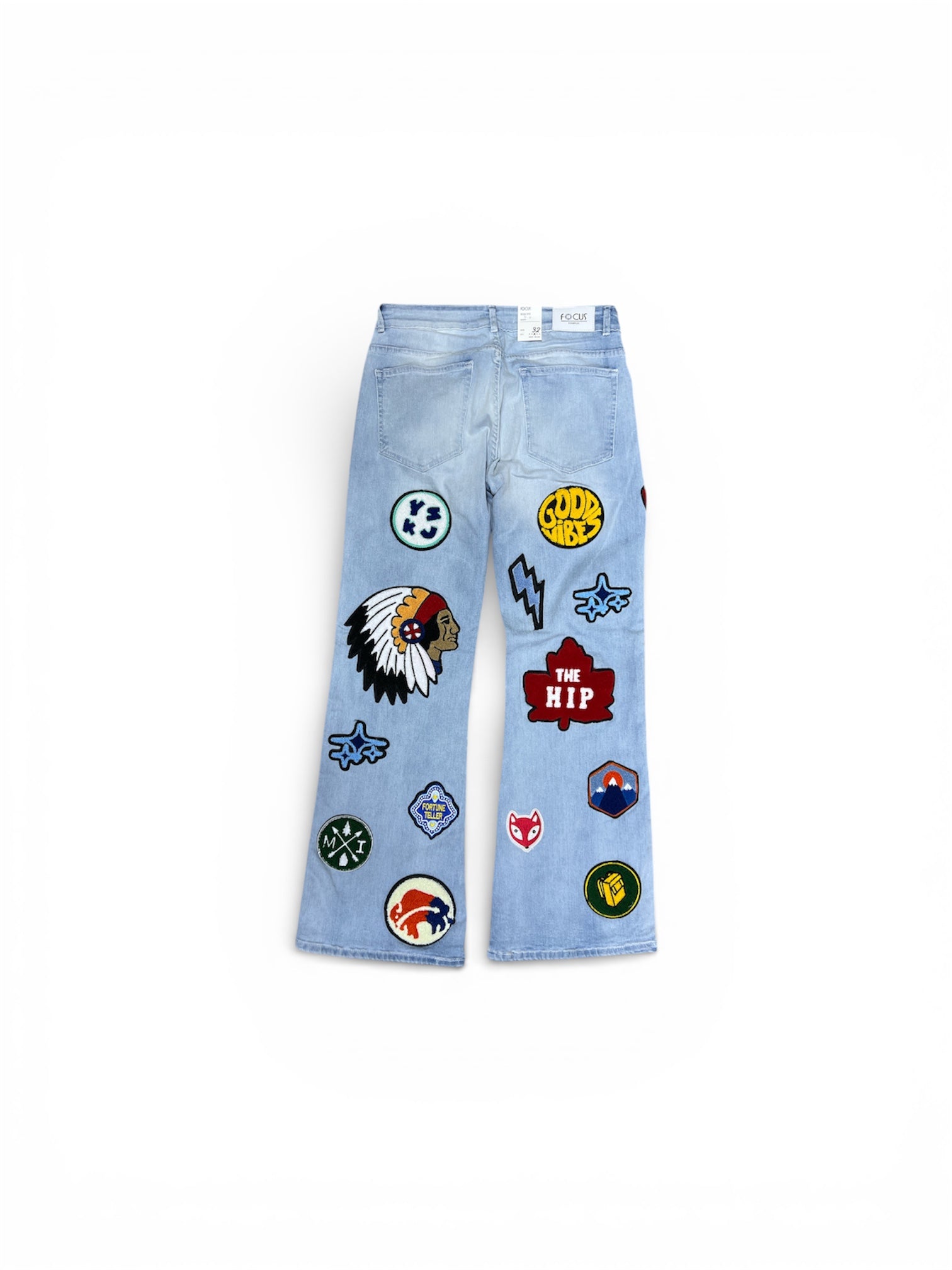 FOCUS Patches Ice Blue Baggy Jeans