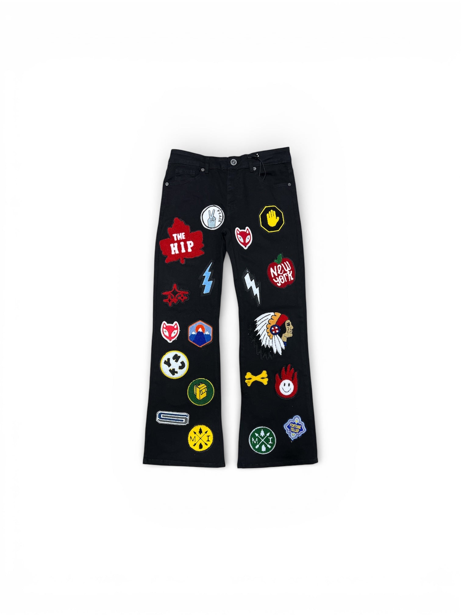 FOCUS Patches Black Baggy Jeans